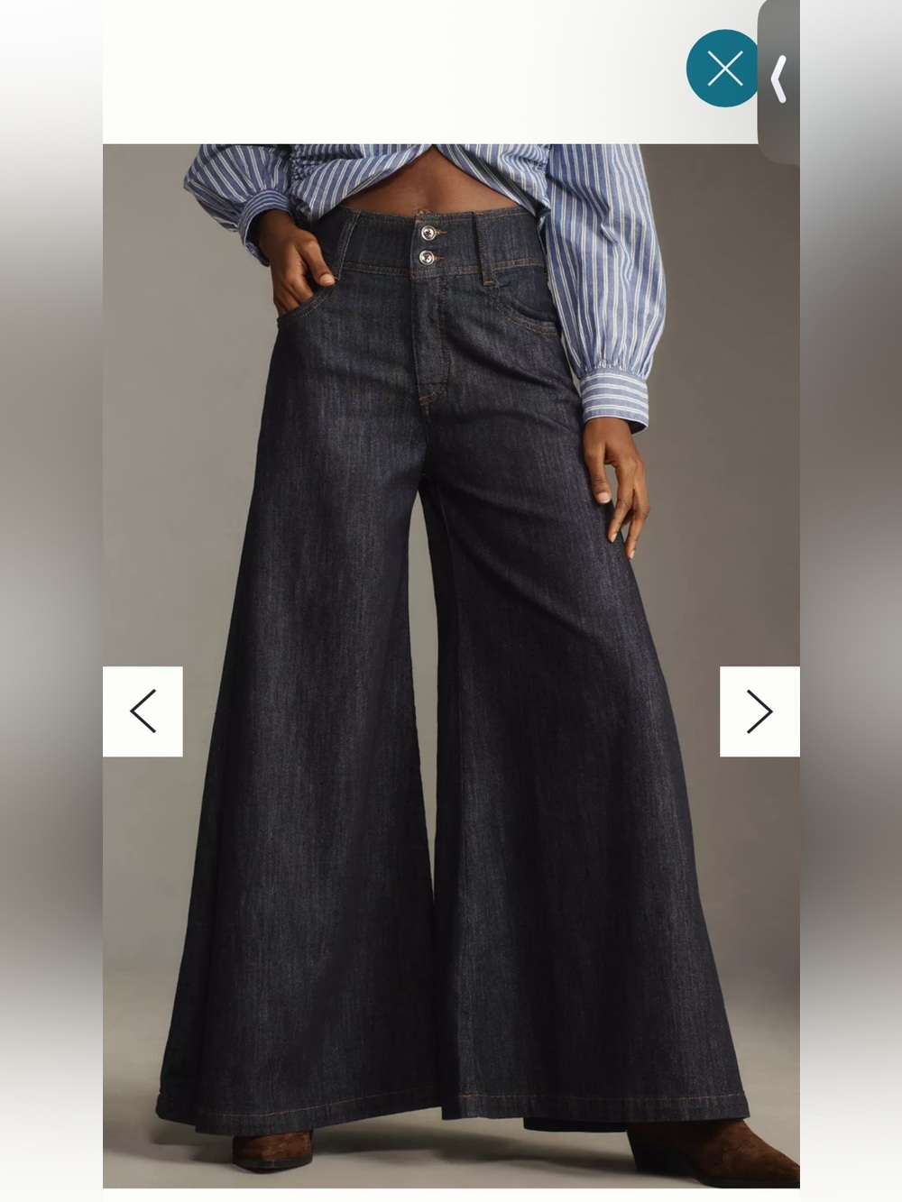 Pilcro Dramazzo Mid-Rise Ultra Wide-Leg Jeans size 30 dark indigo anthropology